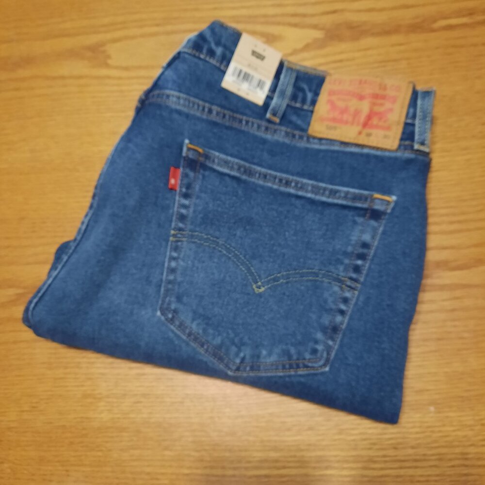 NWT Levis 505 Jeans Mens 38x30 Blue Denim Regular Straight Stretch Dark Wash
